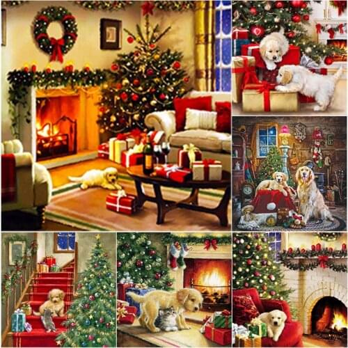 New 5D DIY Diamond Painting Animal Cross Stitch Dog Diamond Embroidery Full Square Round Drill Manual Home Decor Christmas Gift