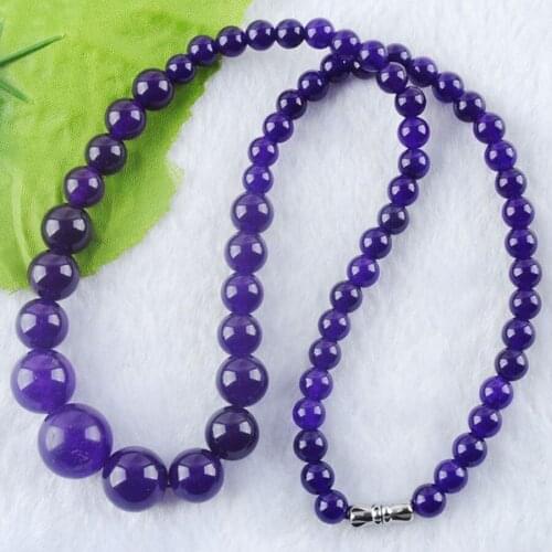 Amethysts Gem Stone 6-14mm Gradated Round Beads Necklace 17.5 inches Fashion Women Jewelry IF3023