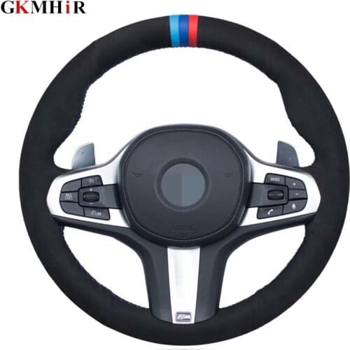Black Suede Genuine Leather DIY Car Steering Wheel Cover for BMW M Sport G30 G31 G32 G20 G21 X3 G01 X4 G14 G15 G16 G02 X5 G05