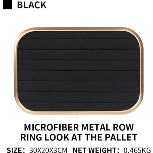 Black high quality Nordic style metal gold rim fine fiber necklace storage box wedding ring tray jewelry display cabinet rack