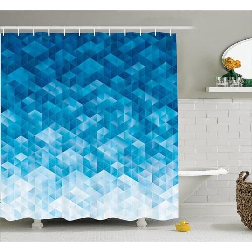 Geometric Decor Shower Curtain Geometric Gradient Digital Texture with Mosaic Triangle Pixel Graphic Print Bathroom Accessories