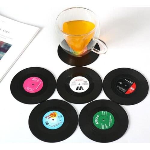 Hot 6 Pcs/set Home Table Retro Vinyl CD Record Drinks Coasters Creative Decor Coffee Cup Mat Placemat LX7952