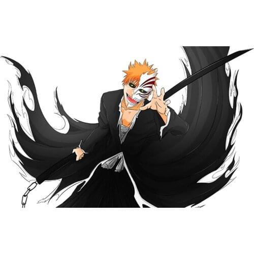 Personality BLEACH Kurosaki Ichigo Sunscreen Car Stickers Vinyl Car Wrap Decal Waterproof RV Decoration Apply To Car Window Car