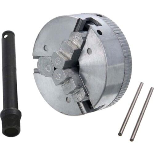 Mini 3 Jaw Lathe Chuck, Z011 3 Jaw Woodworking Hand Chuck w/ 2 Chuck Key