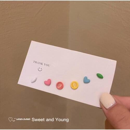 Fashion S925 Cute Color Opal Earrings Set Combination Female Love Geometric Candy Color Summer Earrings Tide