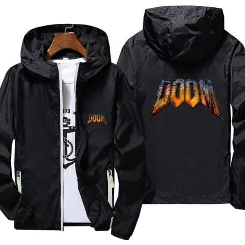 Mens Quick Dry Coat Doom Eternal Anime print Sunscreen Waterproof UV Women thin Outwear Ultra-Light Windbreake Jacket