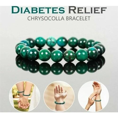 Malachite Bracelet Men and Women Green Natural Stone Beaded Bracelet Round Diabetes Relief Bracelet Jewelry Gift