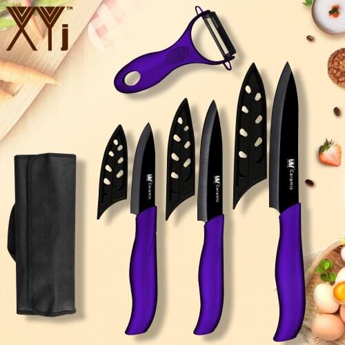 Ceramic 3'' Paring 4'' Utlity 5'' Slicing Knife Set With Knife Bag Storage Plastic Handle Fruit Vegetable Peeler Camping Hiking