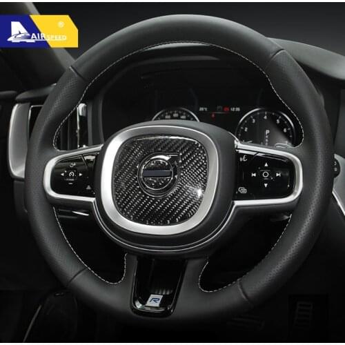 Airspeed for Volvo XC60 2018 XC90 S90 V90 Accessories Carbon Fiber Steering Wheel Stickers Car Interior Decoration Car Styling