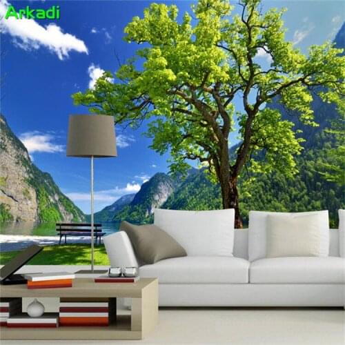 Landscape murals trees lakes landscapes living room dining room sofa bedroom TV background wallpaper wallpaper Papel de parede