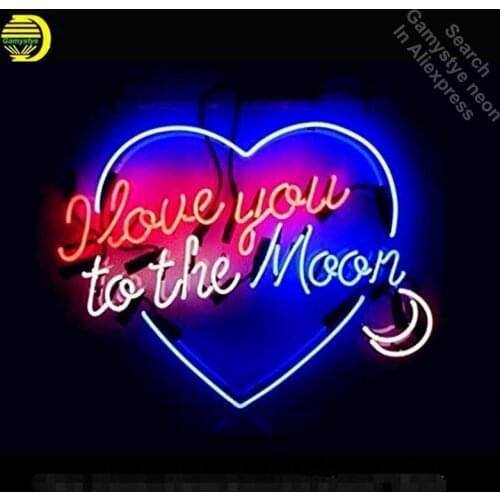 Neon Sign I love you to the Moon Neon Light Sign Handcrafted Glass Tubes Customized LOGO Fast Dropshipping Neon Lamps Wholesale
