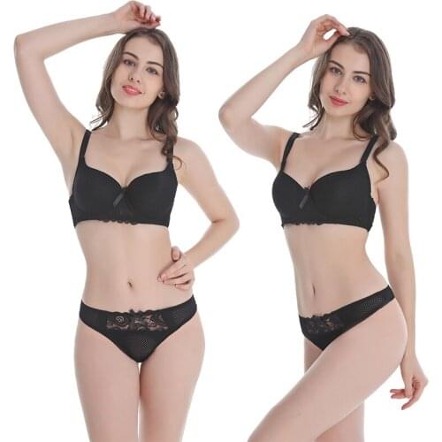 DAINAFANG Underwear Thong Underwire Lace Lingerie Cover Solid Color Large Size Hook Eye Women Bra Sets