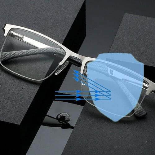Anti-blue Light UV Protection Computer Reading Glasses Men Women Metal Half Frame Anti-UV Presbyopia Glasses Ultra Light
