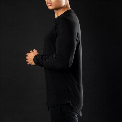 Fitness Clothing Running Long Sleeve Cotton T-shirt Men Gym Bodybuilding Workout Slim Fit t shirt Male Solid Sports Tee Tops