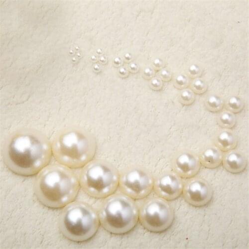 4-14mm White Beige Flat Semicircle Imitation Pearls Beads Non Holes Nails Mobile Phone Cover Decoration DIY Jewelry Accessories
