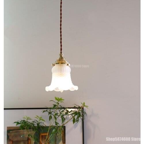 Retro Glass Pendant Light Modern LED Bar Table Dining Room Lamp Living Room Kitchen Hanging Lamp Bedroom Entrance Light Fixture