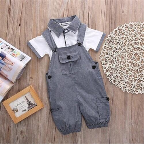 Pudcoco US Stock 2PCS Newborn Baby Boys Shirt +Suspender Pants Gentleman Cotton Baby Clothing Toddler Infant Boy Outifits Set