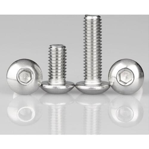 Button Head Screw Hex Socket Cap Screw Round Pan Machine Metric Thread Mushroom Hexagon Bolts 304 Stainless Steel M5 M6 M8