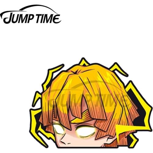 Jump Time 13 x 8.9cm For Zenitsu Peeker Car Stickers Bumper Vinyl Occlusion Scratch Suitable for SUV 3D Waterproof VAN Decal