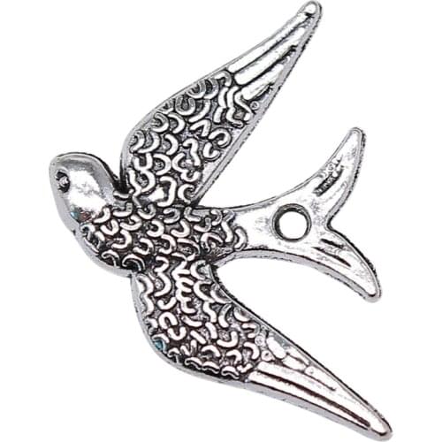 WYSIWYG 10pcs 25x17mm Swallow Bird Charms Swallow Pendants 2 Colors Swallow Bird Pendants