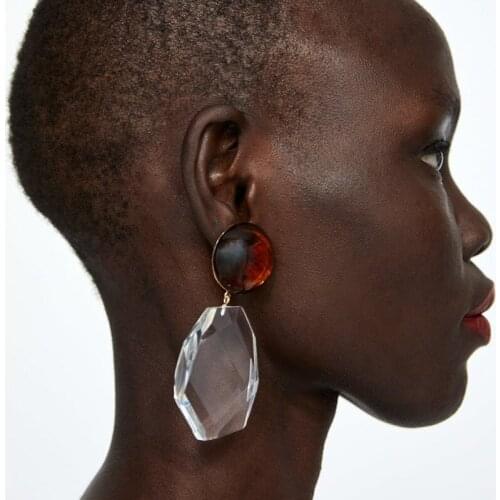 LEADERBEADS 2019 ZA Transparent Acrylic Geometric Earrings Womens Trendy Crystal Wedding Party Jewelry Birthday Gift Brincos