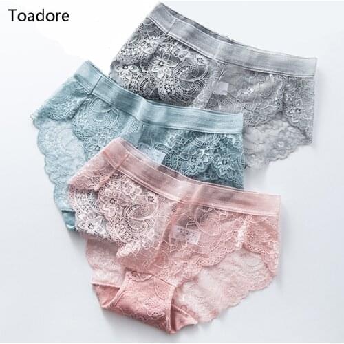 Toadore Womens Lace Panties Hollow out Sexy Underwear For Woman Skin-Friendly Soft Briefs Underpants Bragas Cotton Crotch