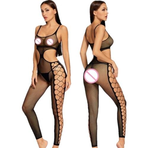 Women Sexy Fishnet Bodystocking Mesh Crotchless Erotic Lingerie Porno Babydoll Open Crotch Teddy Underwear Costumes Sex Clothes