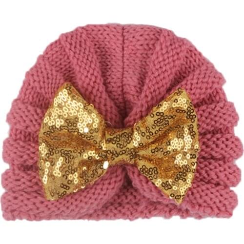 12 Pcs Baby Hats Accessories Infant Baby Girl Boy Winter Beanie Bow Knotted Warm Cap Crochet Knitted Sequin Bow Hat Turban Caps