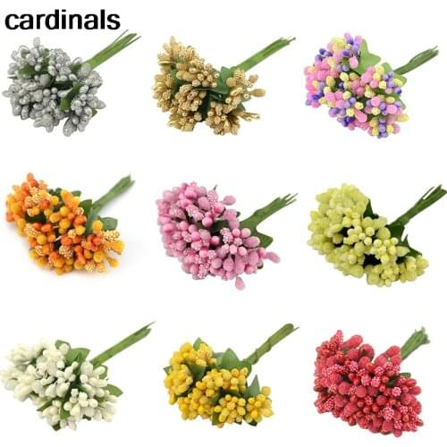12pcs Artificial Stamen Sugar Handmade Flower Wedding Decoration Pistil DIY wreath needlework Gift box scrapbooking fake flower