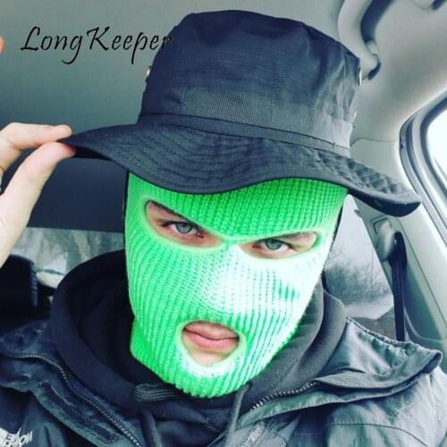 2021 Fashion Full Face Cover Hats Beanie 3 Holes Balaclava Winter Outdoor Sport Warm Knitted Caps Women Men Knit Hat Balaclavas