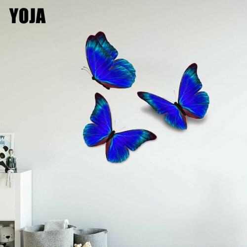 YOJA 45×44.3CM 3D Blue Flying Butterflies Creative Home Room Decoration Decal Fashion Wall Stickers 8WS0239