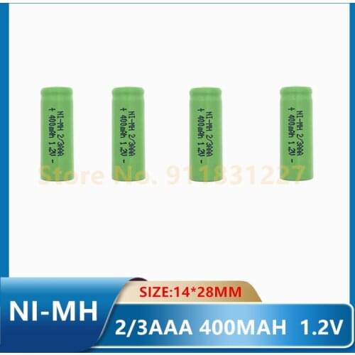 4PCS 2/3AAA 400mah 1.2v NI-MH rechargeable battery 2/3 aaa batteries flat top for Toys Wireless Mouse Game Handle