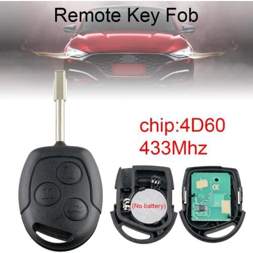433Mhz 3 Buttons Car Remote Key with 4D60 Chip and FO21 Blade Fit for Ford Fusion Focus Mondeo Fiesta Galaxy