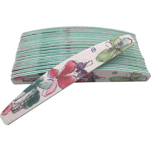 50Pcs 180/180 Ink Painting Professional Plastic File Pedicure Gel Polish Nail Art Buffing Files Double-sided Nail Care Tool