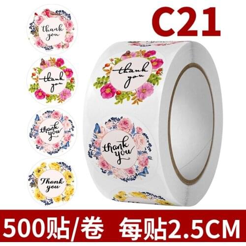 500pcs 6 designs Frames Thank You Stickers seal labels for package decoration party wedding labels school stationery sticker