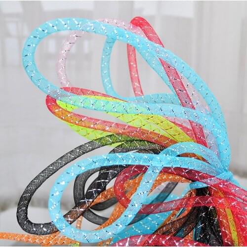 8mm 25 yards/many wholesale color mesh braided tube bracelet jewelry Diy crystal stone filled chain necklace hairpin accessories