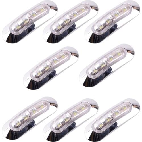 8pcs/Set Universal 4 LED Clearance Side Marker Light Lamp White Waterproof 1.2W 24V for Truck Trailer Van Caravan Lorries