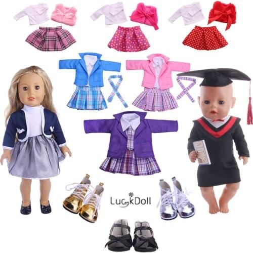 8 Campus Styles Pretty Uniform (High Quality) Fit 18 Inch American&43 CM Baby Doll Clothes Accessories,Girls Toys,Generation