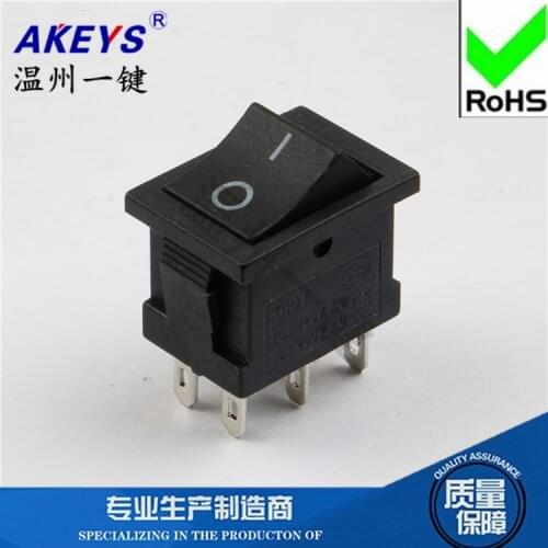 Audio special ship type switch second gear six feet 15*21 black high life rocker switch KCD2-202-6P