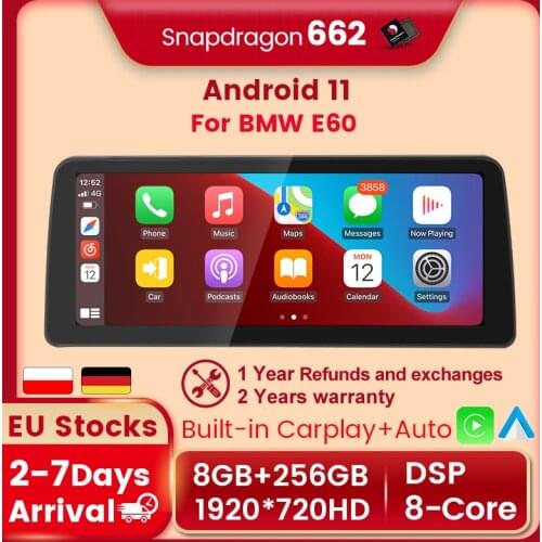 Navifly 12.3" Snapdragon 662 8+256GB Car multimedia gps player For BMW 5 Series E60 E61 E63 E64 CCC CIC system DSP 4G carplay