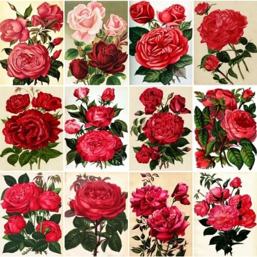 AZQSD Diamond Embroidery Flowers Handmade Diamond Painting Rose Mosaic Picture Of Rhinestones Home Decor Crafts Gift