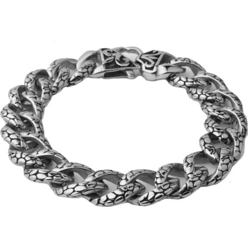 Hot Sell Mens Jewelry Gothic Silver Color 14mm 316L Stainless Steel Curb Cuban Link Chain Bracelet High Quality Never Fade