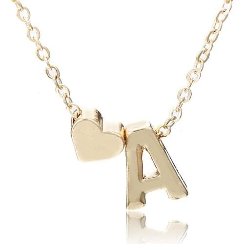 European And American Simple Fashion Heart-shaped Love English Letter Clavicle Chain Necklace Exquisite Jewelry