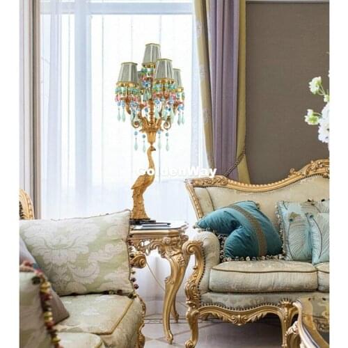 Decora French Table Lamp Copper Peacock Living Room Table Lamp Bedroom Bedside Lamp Luxurious Retro Copper Gold Base Table Lamp