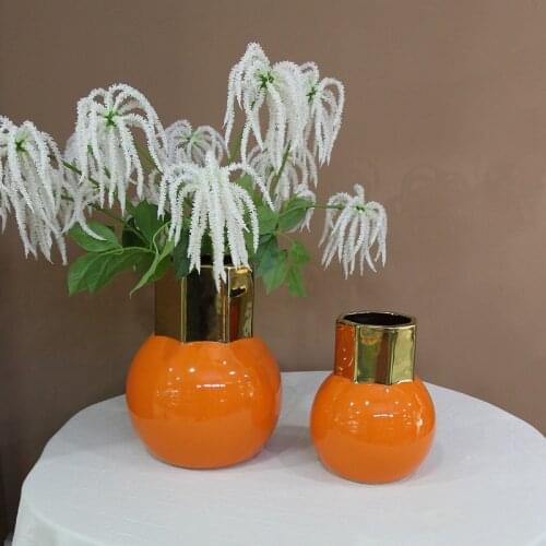 Living Room Decoration Gold-Plated Ceramic Vase Soft Decoration Ornaments Modern Flower Arrangement Crafts Vase