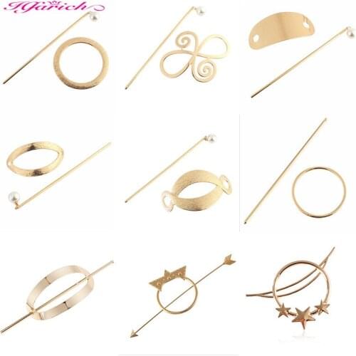Alloy Design Circle Round Top Hairpin Bun Cage Minimalist Bun Holder Cage Hair Stick Women Girl Hair Accessories Hair Jewelry