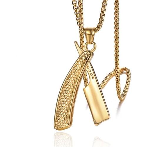 Hip Hop Rock Titanium Stainless Steel Shaver Pendants Necklace for Men Barber Jewelry Gold Silver Color