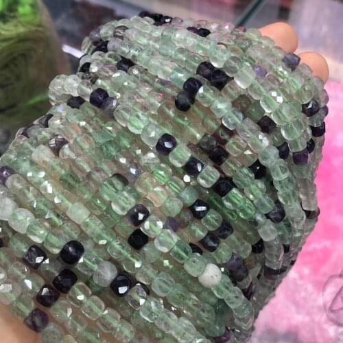 Personality Natural Stone Beads Color fluorite Beads Cube Beads 4x4mm Loose Beads for Jewelry Making Necklace DIY Bracelet