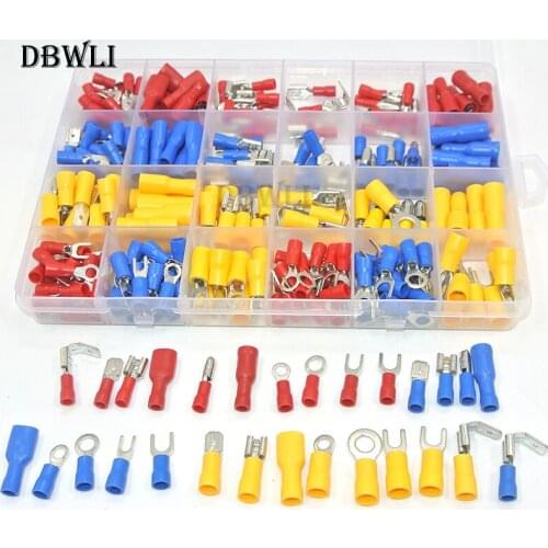 30value 277pcs 22-10 AWG Insulated Butt Bullet Piggyback Spade Fork Ring Solderless Crimp Terminals Connectors Assortment Kit