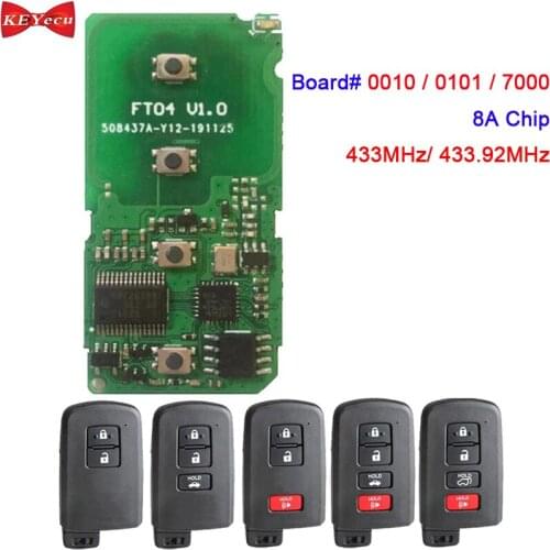 KEYECU for Toyota Aurion Avalon Camry Corolla Prius Tacoma RAV4 Smart Keyless Remote Board#0010 0101 7000 Lonsdor 433/433.92MHz